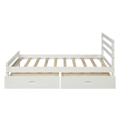Twin/Full Size Wood Platform Bed with Two Drawers childrensterritory