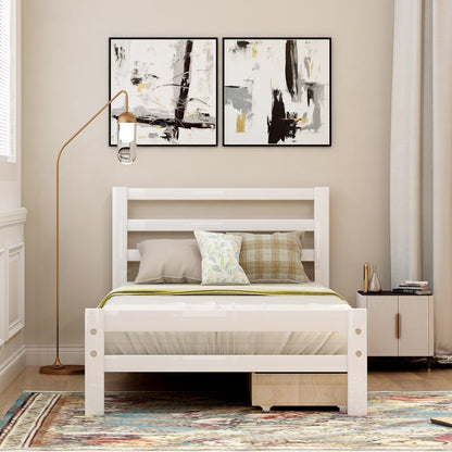Twin/Full Size Wood Platform Bed with Two Drawers childrensterritory