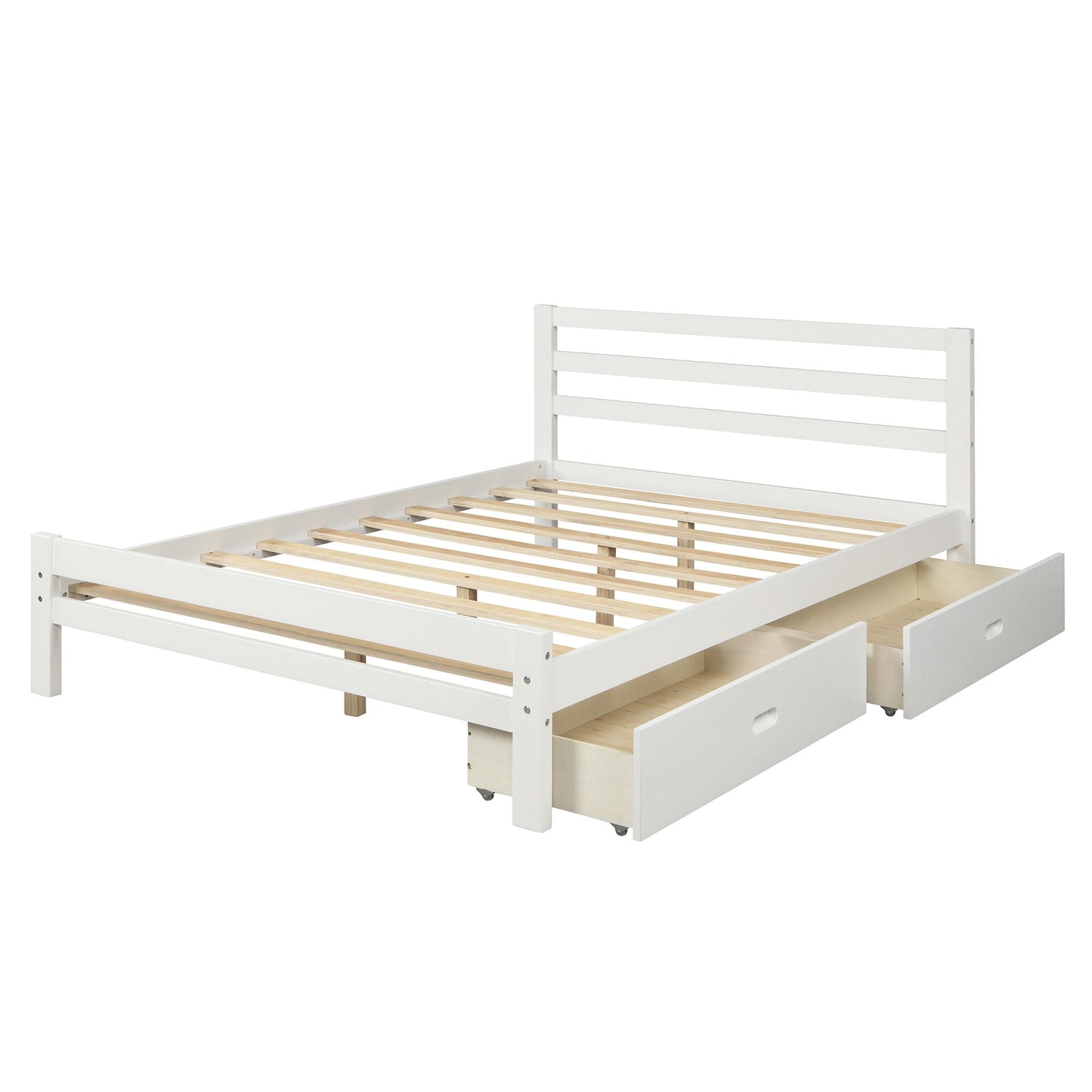 Twin/Full Size Wood Platform Bed with Two Drawers childrensterritory