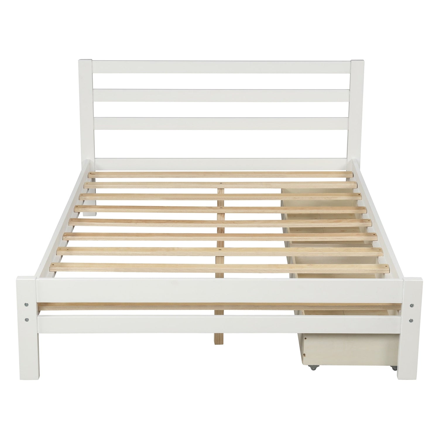 Twin/Full Size Wood Platform Bed with Two Drawers childrensterritory