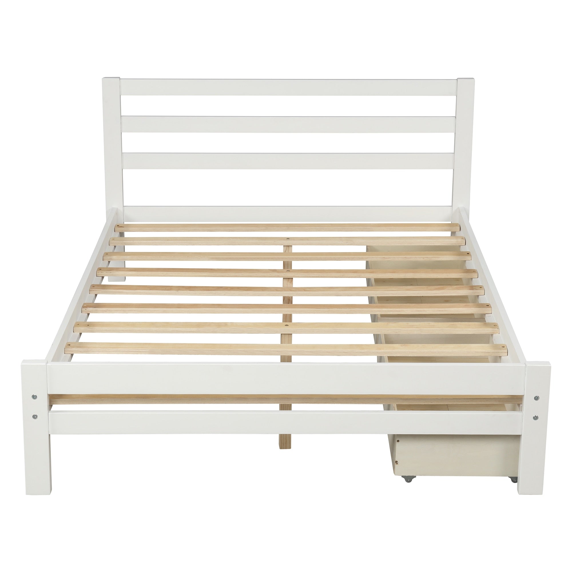 Twin/Full Size Wood Platform Bed with Two Drawers childrensterritory