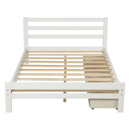 Twin/Full Size Wood Platform Bed with Two Drawers childrensterritory