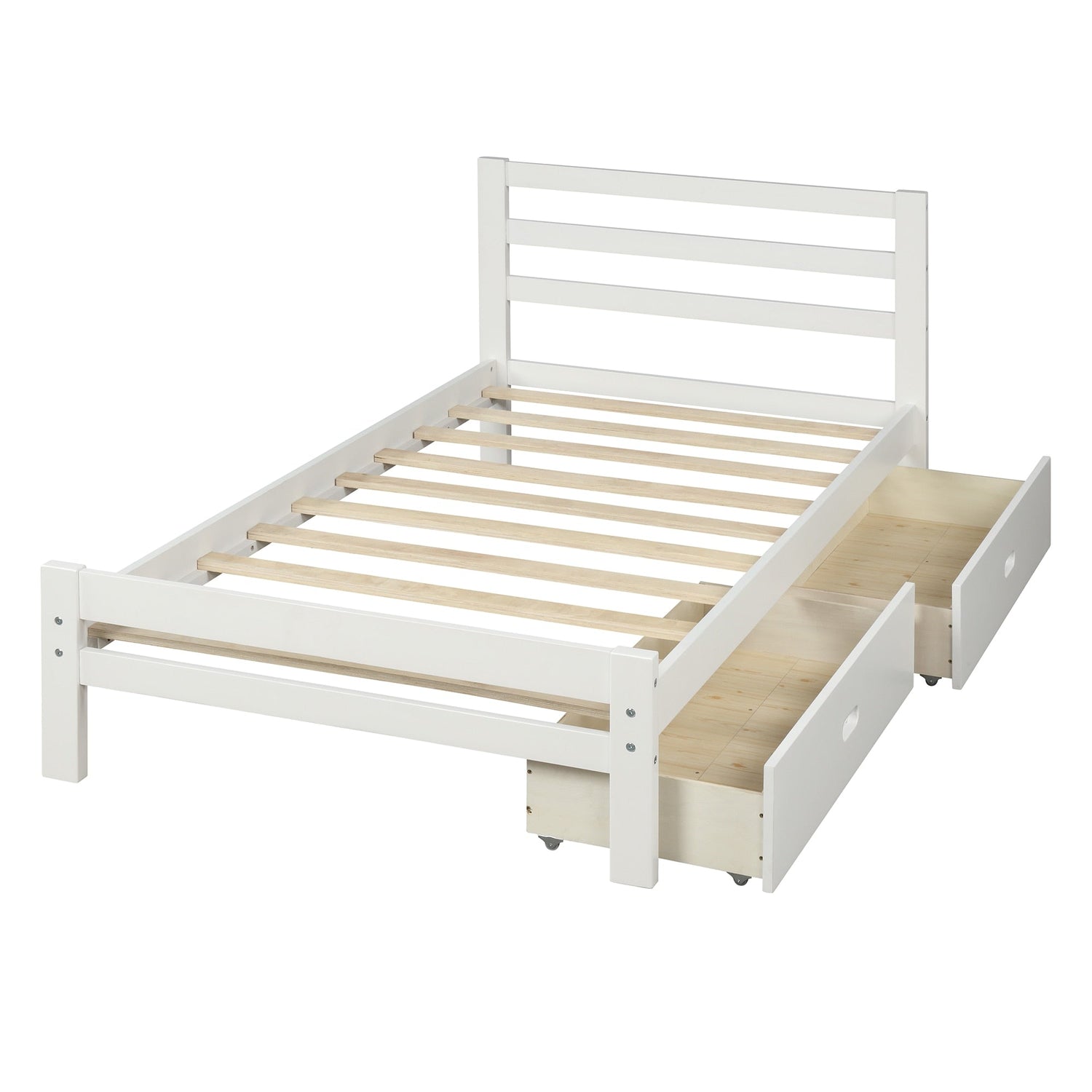 Twin/Full Size Wood Platform Bed with Two Drawers childrensterritory
