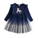 Unicorn Design Flying Sleeve Princess Dress for Kids Girls childrensterritory