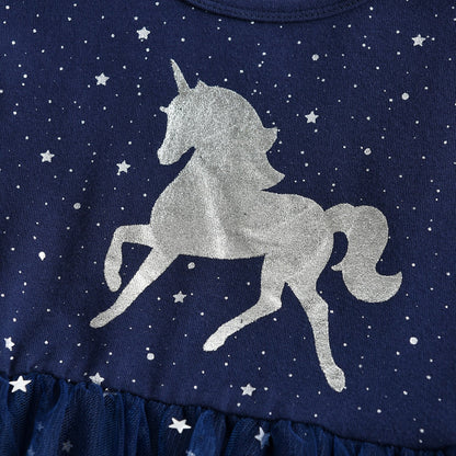 Unicorn Design Flying Sleeve Princess Dress for Kids Girls childrensterritory