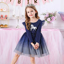 Unicorn Design Flying Sleeve Princess Dress for Kids Girls childrensterritory