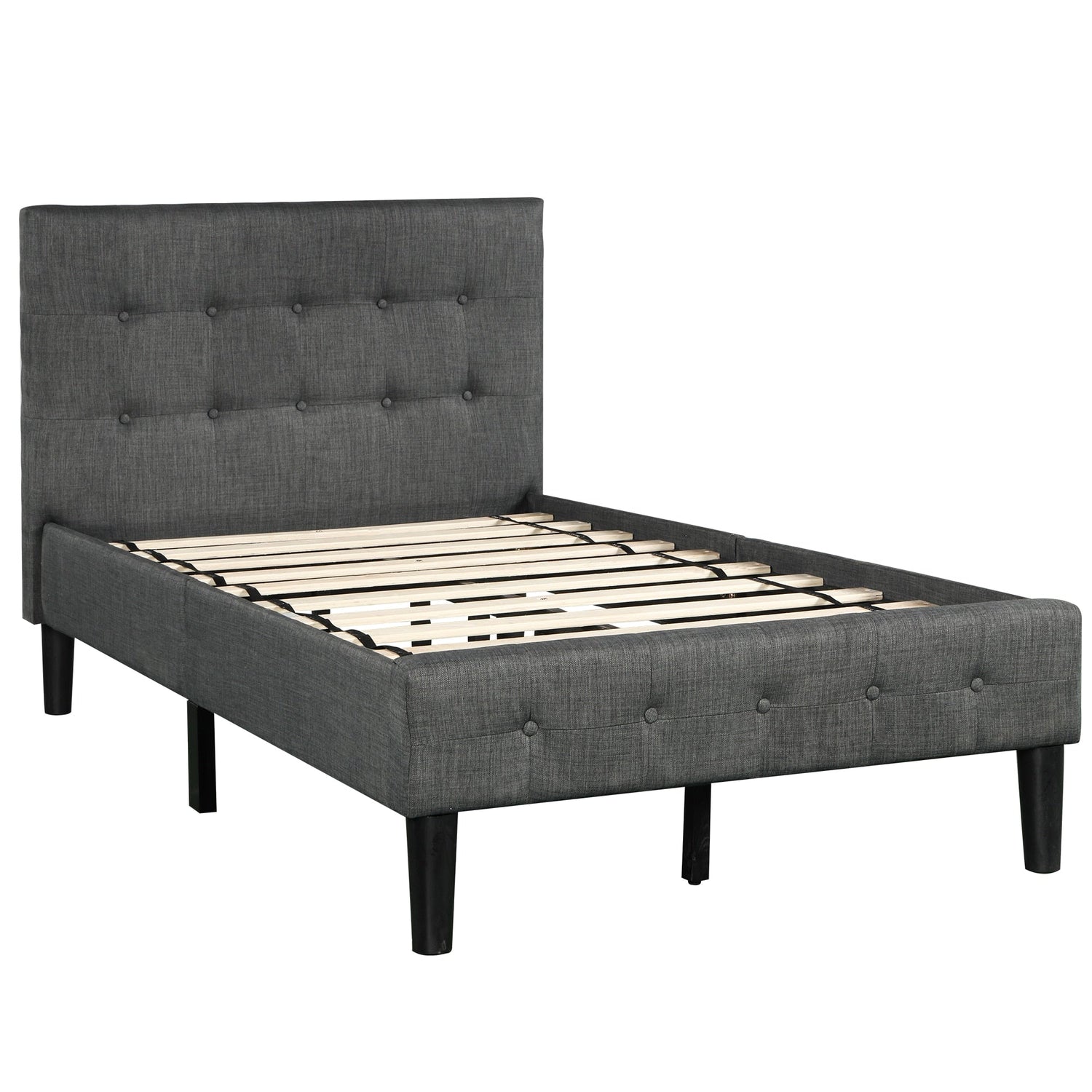 Wood Platform Bed with Tufted Headboard &amp; Footboard childrensterritory