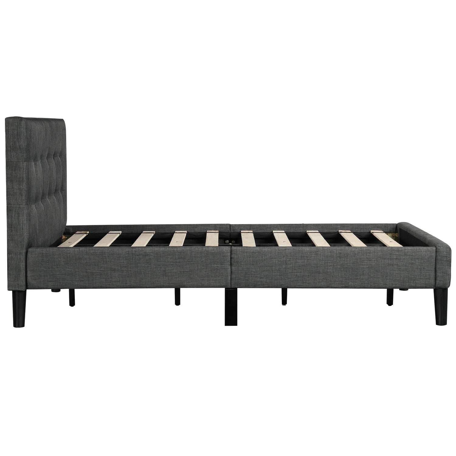 Wood Platform Bed with Tufted Headboard &amp; Footboard childrensterritory