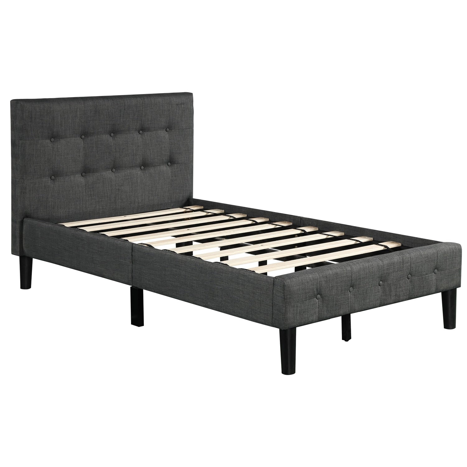 Wood Platform Bed with Tufted Headboard &amp; Footboard childrensterritory