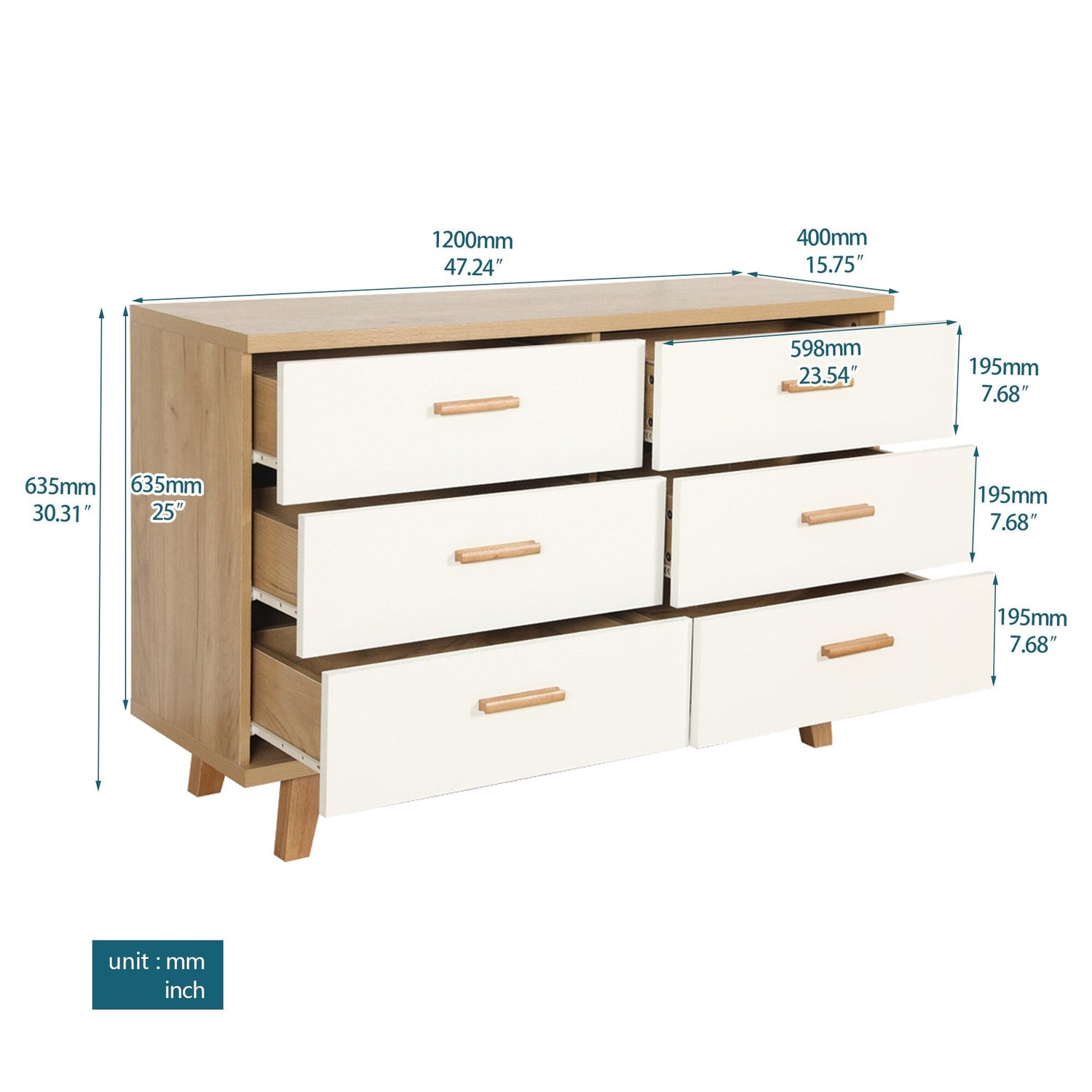Wooden Drawer Storage Cabinet w/Solid Handles &amp; Foot Stand childrensterritory
