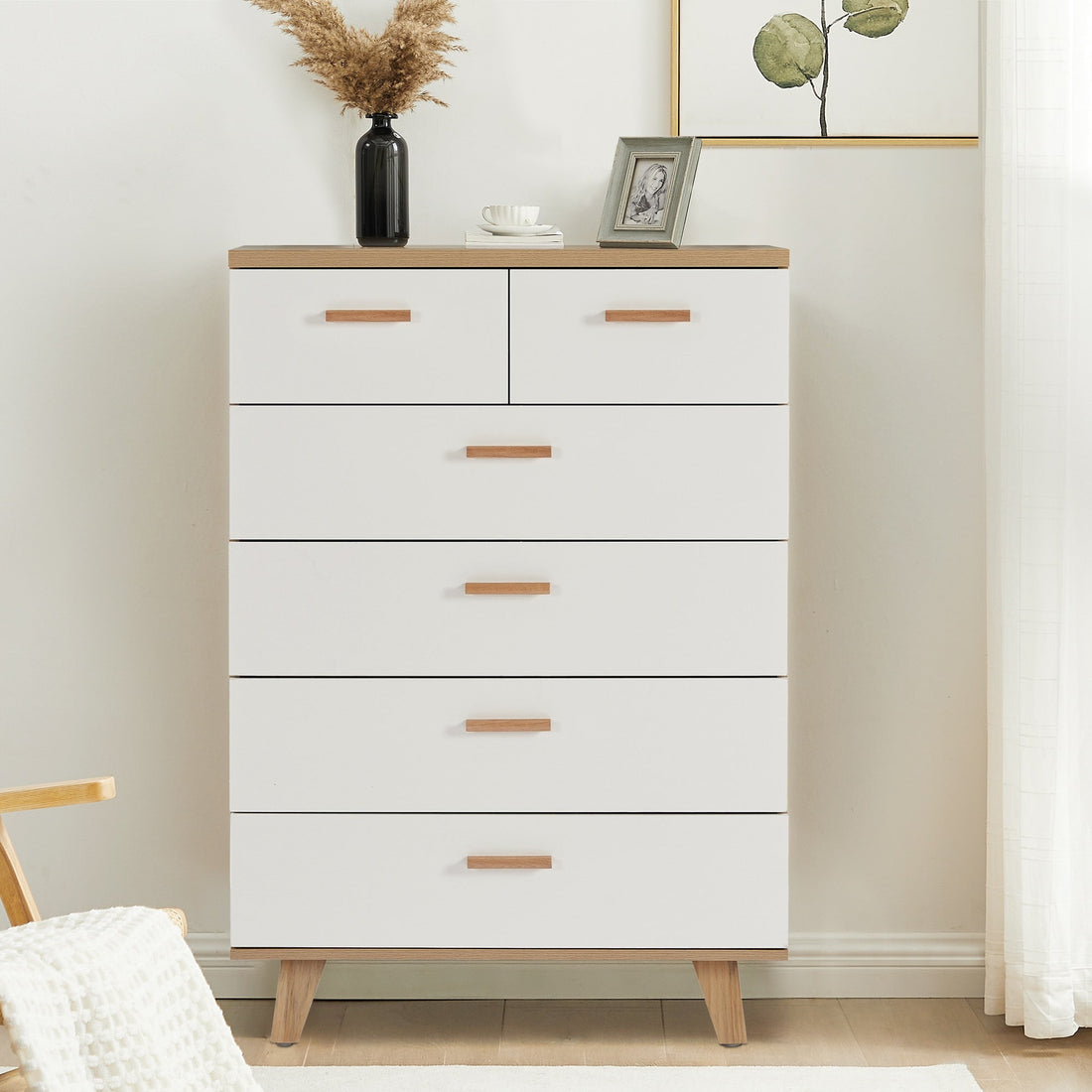 Wooden Drawer Storage Cabinet w/Solid Handles & Foot Stand childrensterritory