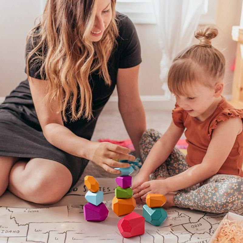 Wooden Rainbow Building Blocks Montessori Toys childrensterritory