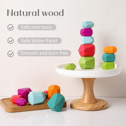 Wooden Rainbow Building Blocks Montessori Toys childrensterritory