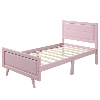 Wooden Twin Bed Frame with Headboard and Slat childrensterritory
